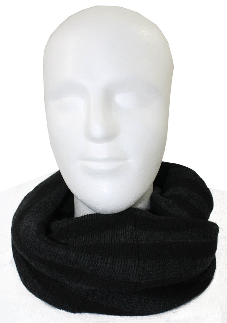 Loop Strick Streifen modisch grau-schwarz  100% Wolle (Merino)