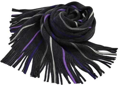 Strickschal Streifen modisch violett grau 100% Wolle (Merino)