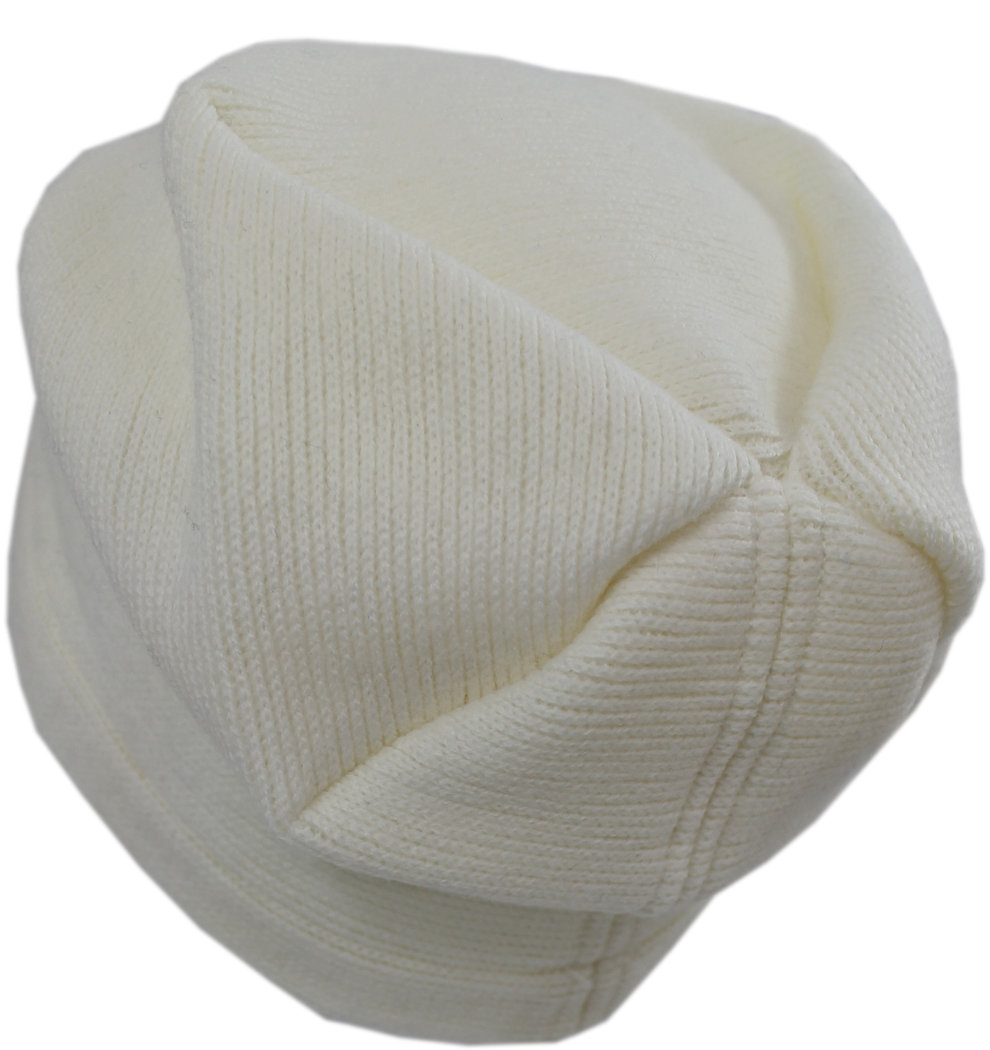Strickmütze einfarbig weiß 100% Wolle (Merino) Unisex Size M R-86