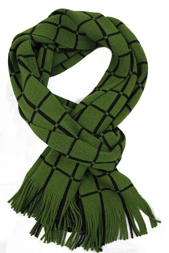 Strickschal Raschelschal Karo modisch grün schwarz  100% Wolle (Merino) R-608