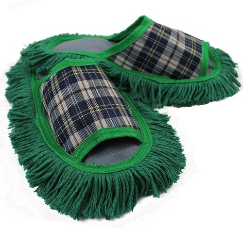 Hausschuhe Mop-Schuhe in grün Baumwolle-Sohle size 37-39 Unisex R-157