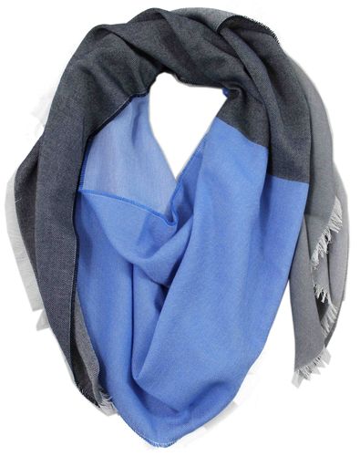 Schal  Webschal Streifen & Two Tone Look- grau blau  100% Baumwolle