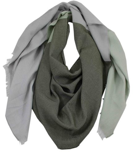 Schal  Webschal Streifen & Two Tone Look- grau grün  100% Baumwolle