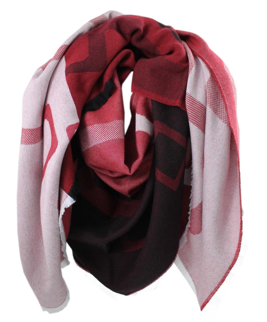 Schal Two-Tone & Grafik Look rot schwarz modisch 100% Baumwolle