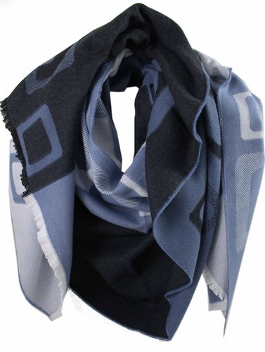 Schal Two-Tone & Grafik Look blau schwarz modisch 100% Baumwolle