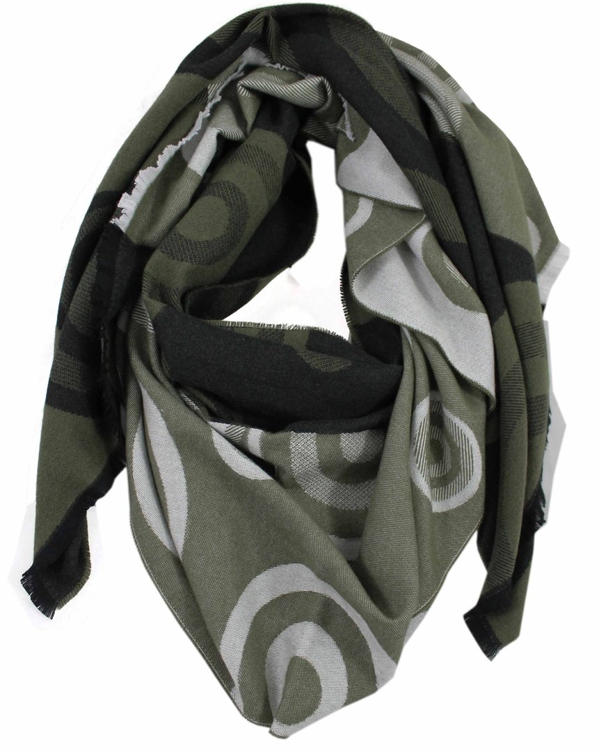 Schal Two-Tone & Grafik Look grün schwarz modisch 100% Baumwolle