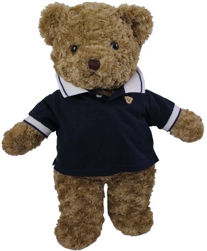 Teddybär kuschelig und anschmiegsam in braun mit Polo marine 35 cm