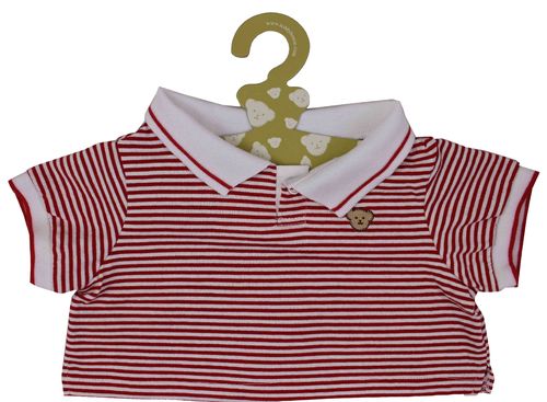 Outfit Bekleidung Teddybär Polo in rot weiß passend für 35 cm 100% Baumwolle