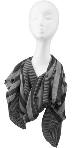 Baumwollschal Damenschal Rotfuchs® Streifen leicht schwarz weiß meliert Sommer R-695