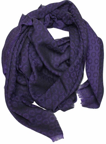 Schal Webschal Jacquard-Punkt modisch violett schwarz 100% Wolle (Merino) R-717