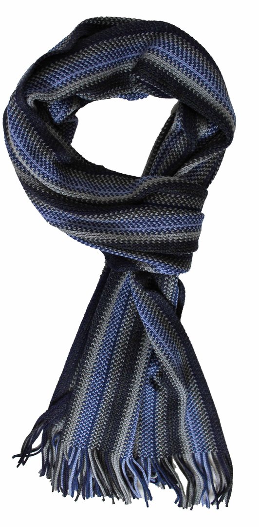 Rotfuchs Strickschal Streifen modisch blau grau 100% Wolle R-675