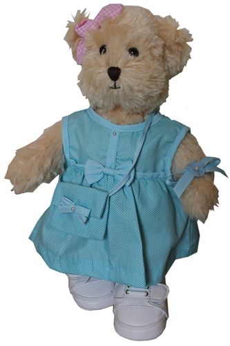 Teddybär kuschelig "Zeira Bär" in beige mit Dress Schuhe 30 cm