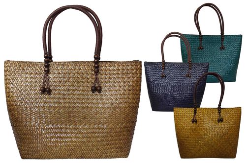 Handtasche Strohtasche Einkaufstasche Strandtasche in mehrere farben aus Schilf