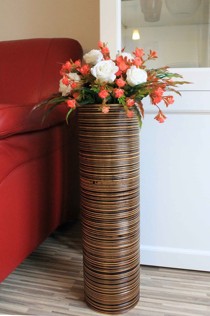 Blumenvase Holzvase Bodenvase Tischvase Dekovase 61 cm aus Mangoholz