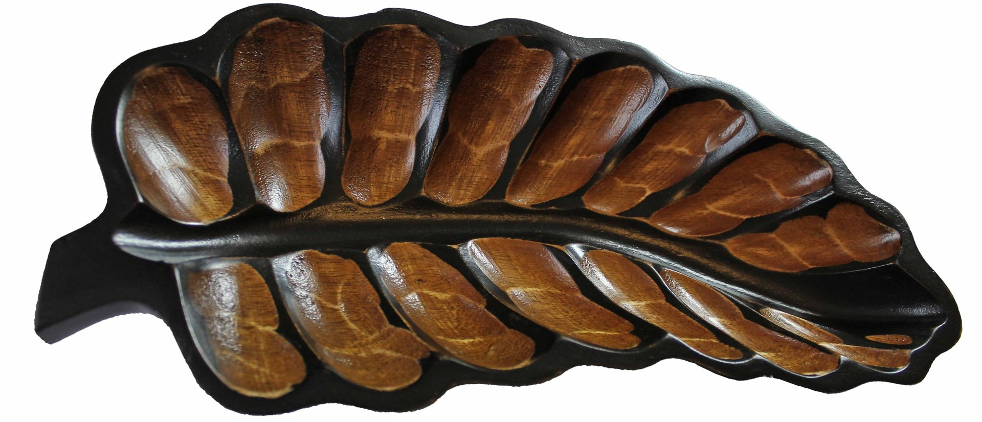 Holzschale Dekoschale Obstschale Holzdeko Desing Blatt 33 cm No1