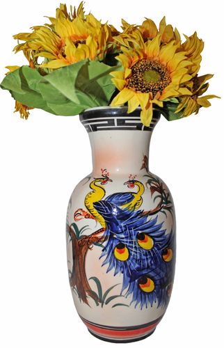 Keramikvase Blumenvase Wohnzimmer Deko 32 cm vogelmuster No10