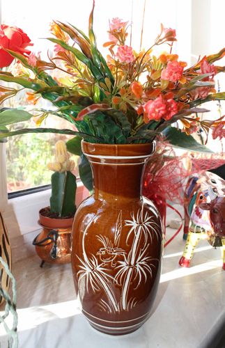 Keramikvase Blumenvase Wohnzimmer Deko 27 cm braun No11-14