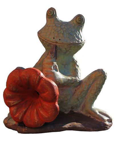 Dekofigur Frosch Tierfigur Tonfigur Gartenfigur Froschfigur 14 cm P-54