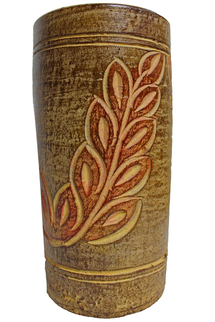 Tonvase Blumenvase aus Ton 26 cm hoch Handarbeit Dekoration Zubehör braun No13-14-28