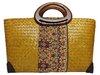 Handtasche Strohtasche Einkaufstasche Strandtasche in gelb 48 cm Schilf Ts-10