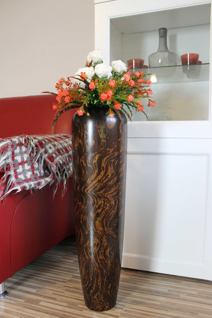 Blumenvase Holzvase Bodenvase Tischvase Dekovase aus Mangoholz 76 cm No.31