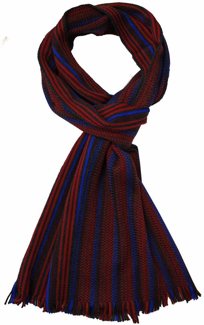 Wollschal Strickschal Streifen modisch rot blau 200 x 24 cm