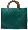 Handtasche Strohtasche Einkaufstasche Strandtasche in grün 42 cm Schilf