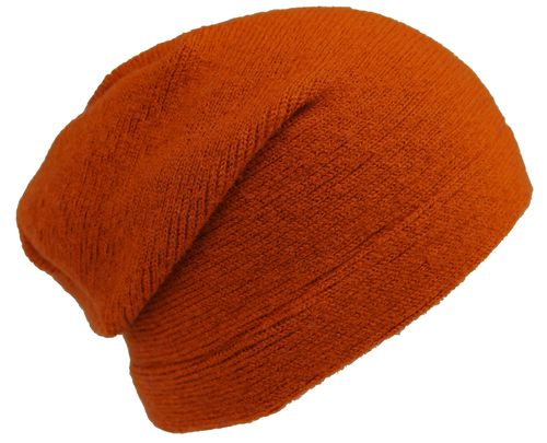 Strickmütze Warm und Kuschelig einfarbig orange 100% Wolle (Merino)