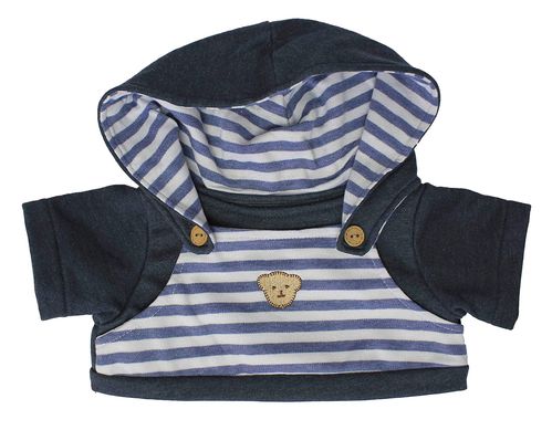 Outfit Bekleidung Teddybär Jacke mit hood in blau streifen passend für 57 cm (=22 Zoll)