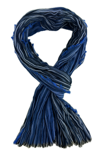Baumwollschal Knitterlook modisch Streifenmuster blau weiß